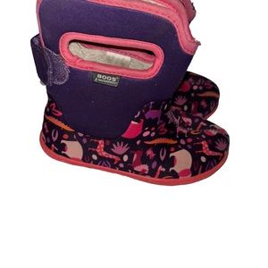 GIRLS toddler bogs pink purple animal print rain snow boots size 9 kids